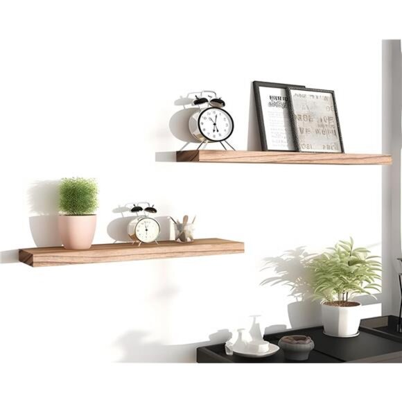 Wood Floating Shelves for Wall, Wooden Wall Shelves for Bedroom, Set of 6 - Picture 6 of 8